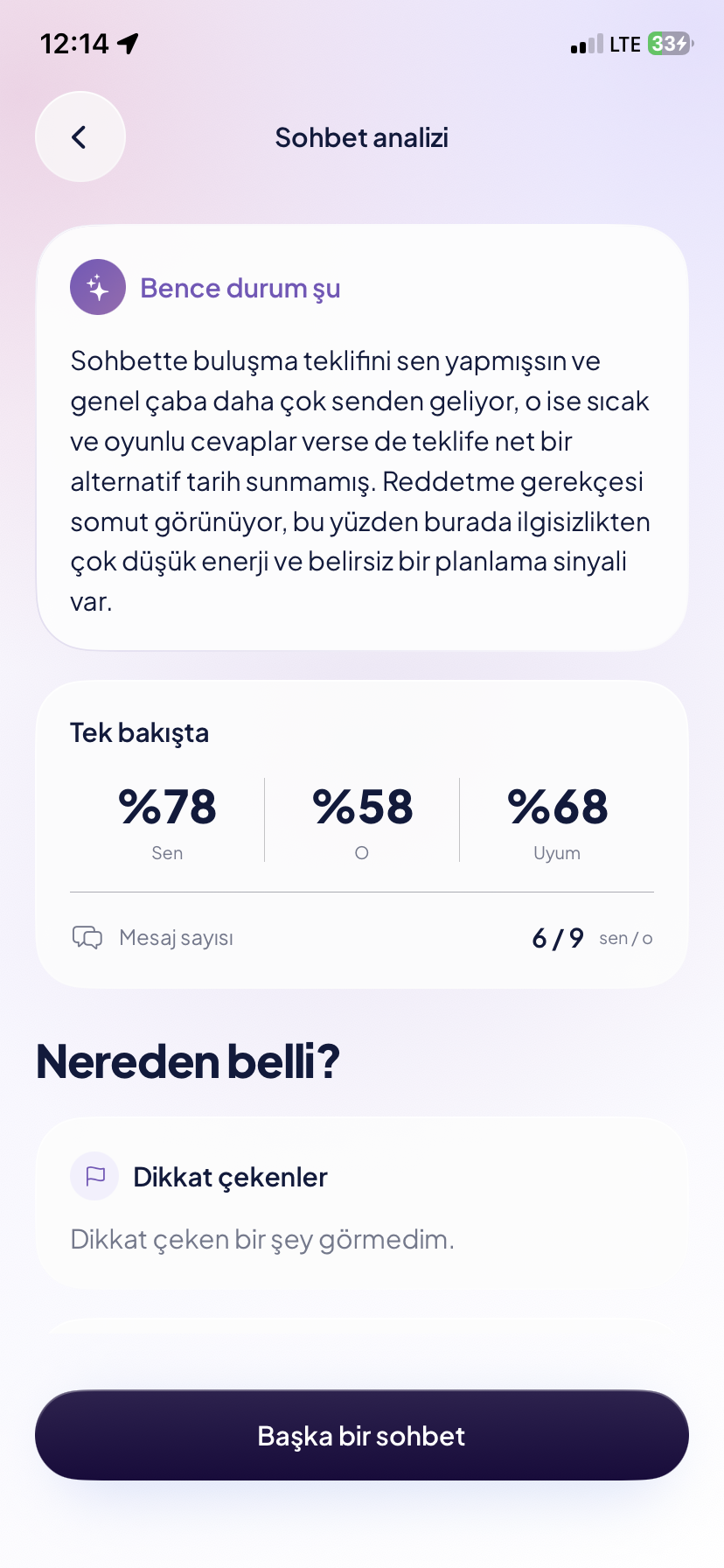 knk sohbet analizi özelliği