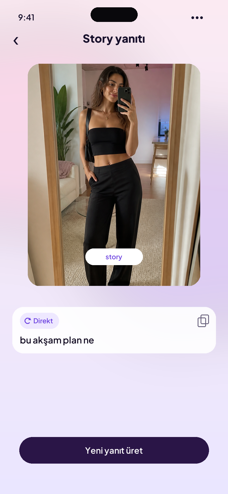 knk story yanıtı örneği: bu akşam plan ne